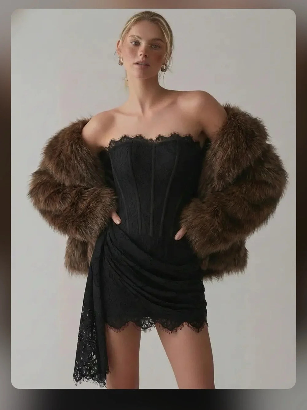 Cider LACE SCULPTURAL TUBE DRAPED BOBYCON MINI DRESS XS CR24-2 - Picture 2 of 5